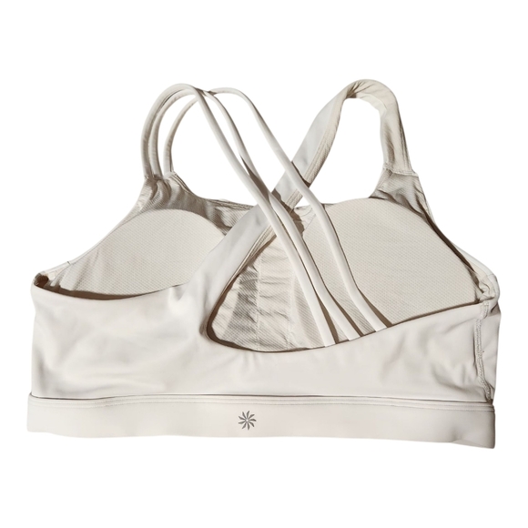 Athleta Womens Sz XL Sports Bra White Criss Cross Back Removable Pads - Picture 2 of 4